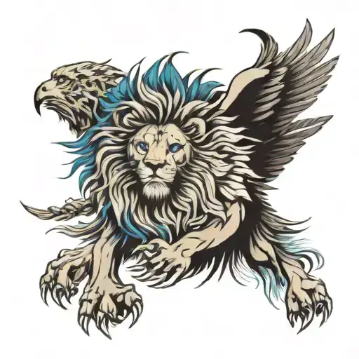A Single Bird Transitioning Into A Single Lion