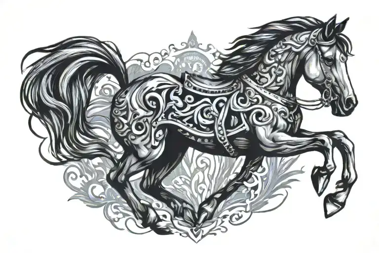 Scythians Horse Tatto Mixed With Modern World Horse