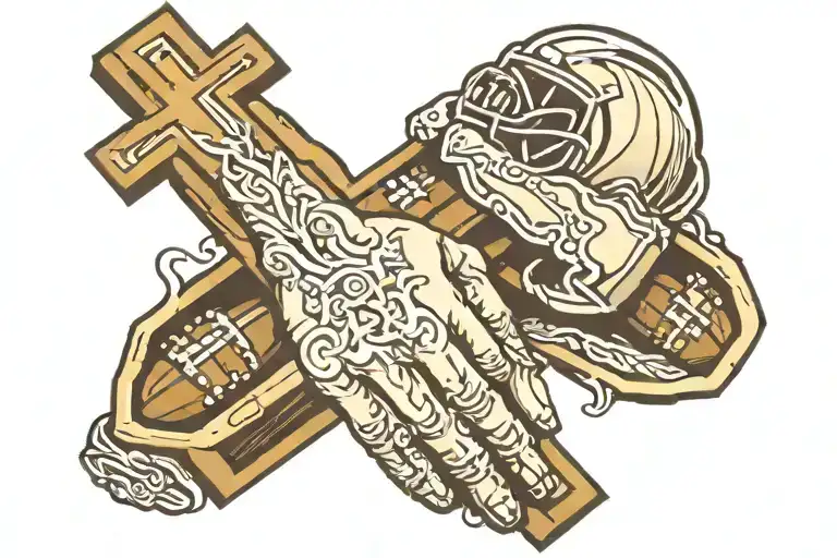 Praying Hands Christain Cross With Football