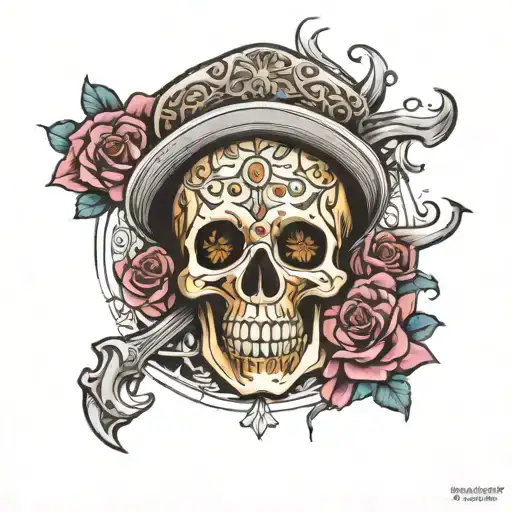 Gerrero De La Vida Y Muerte Skull Surrounded Being Thrown Nd