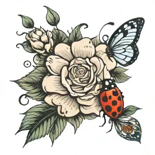 Flowers With A Ladybug And Crown Surrounded My Music Notes