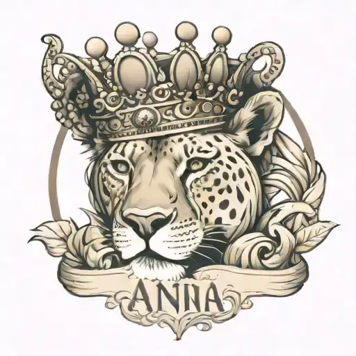 Anna Name Incorporated In Lioness Wearing A Crown