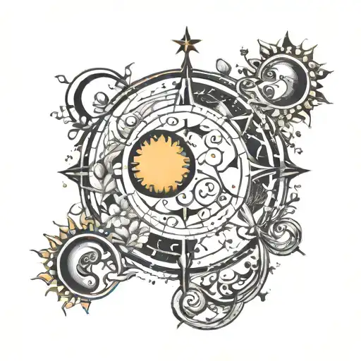 The Zodiac Sign Is Libra With The Moon And The Sun On One Side