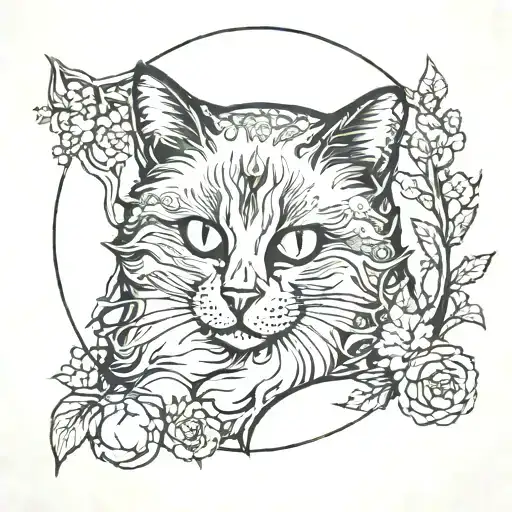 Cat Formed By A Forest Watching The Full Moon