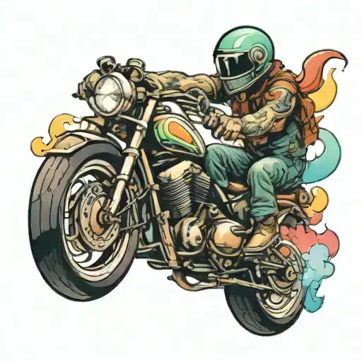 Motorcycle Riding On Top Of A Rainbow