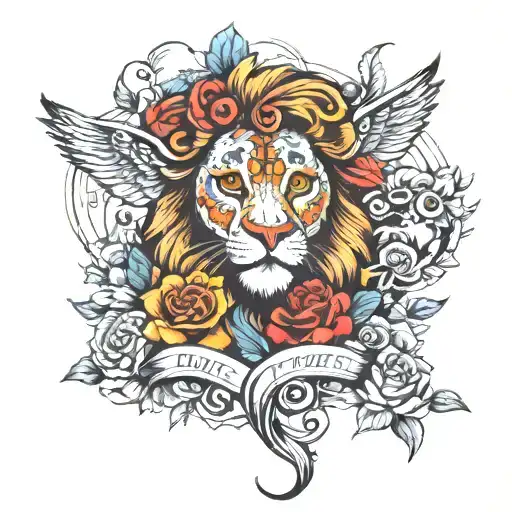 Lion Time Day Of The Dead 1985 Burnette Rose Hummingbird Anchor Jesus Charlotte