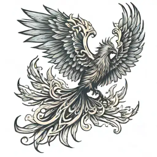 Phoenix Rising From The Ashes Symbolizing Rebirth Back