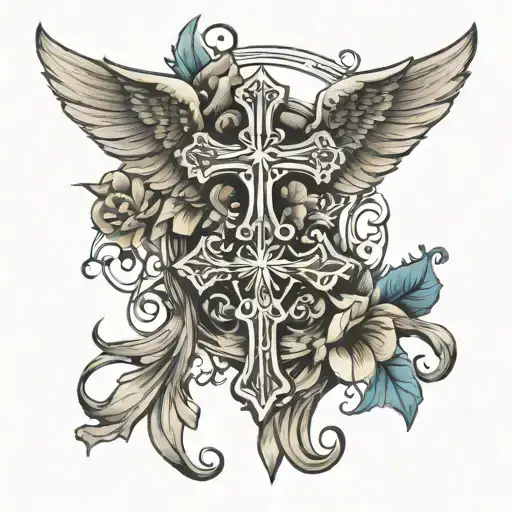 Cross And Angel Wings