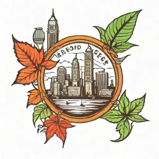 Weed Leaf Brooklyn Skyline