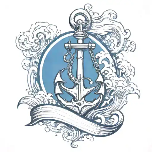 Ocean On Foot With Anchor On Calf