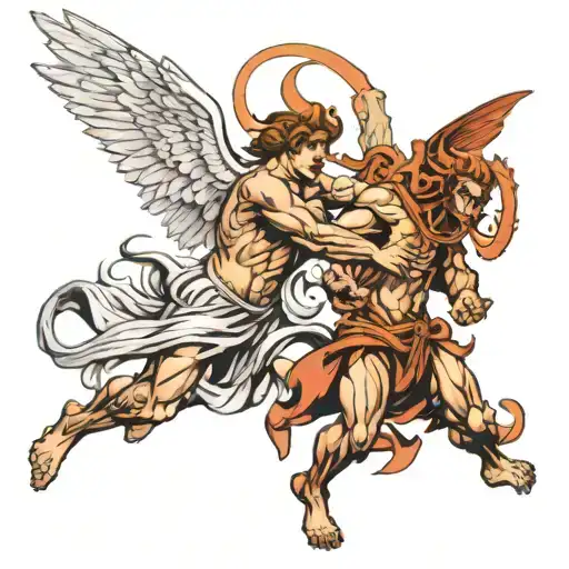 Angel Fighting Satan Hell Cancer