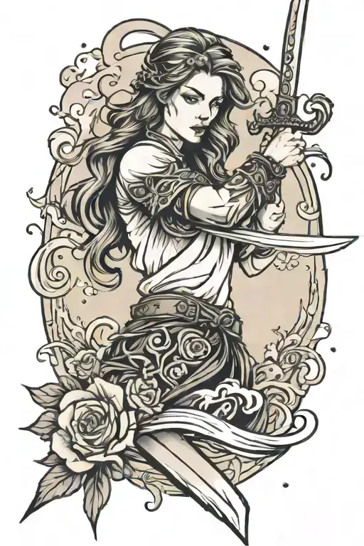 Woman's Arm Holding A Sword Rising From Lake