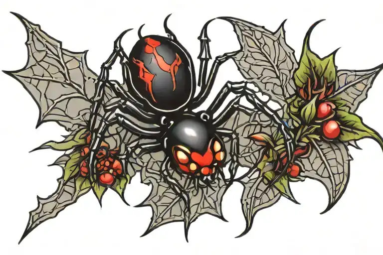 Black Widow Spider And Thorns