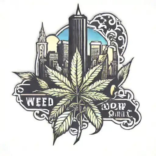 Weed Leaf Brooklyn Skyline