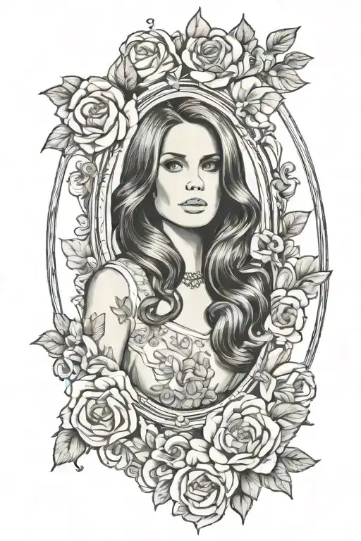 Lana Del Rey Portrait In Picture Frame