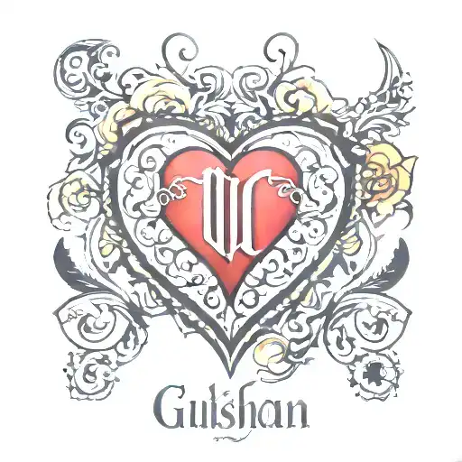 Gulshan Heart Elisa In Arabic Calligraphy Tattoo Design