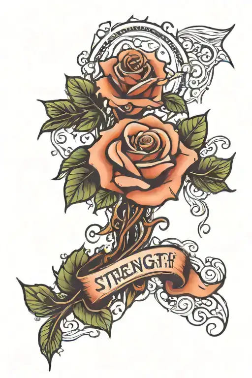 Rose With Strength Inspired Tattoo Featuring