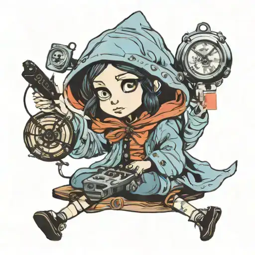 Coraline Wearing Raincoat With Game Controller And We The People Nautical Anchor Lighting Mcqueen