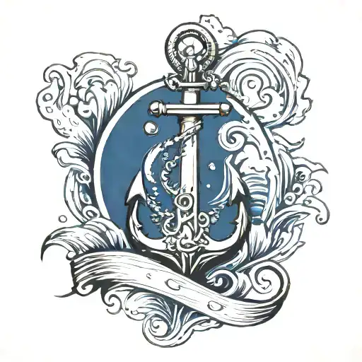 Ocean On Foot With Anchor On Calf