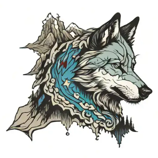 Nevada Merged With Mountains And A Wolf