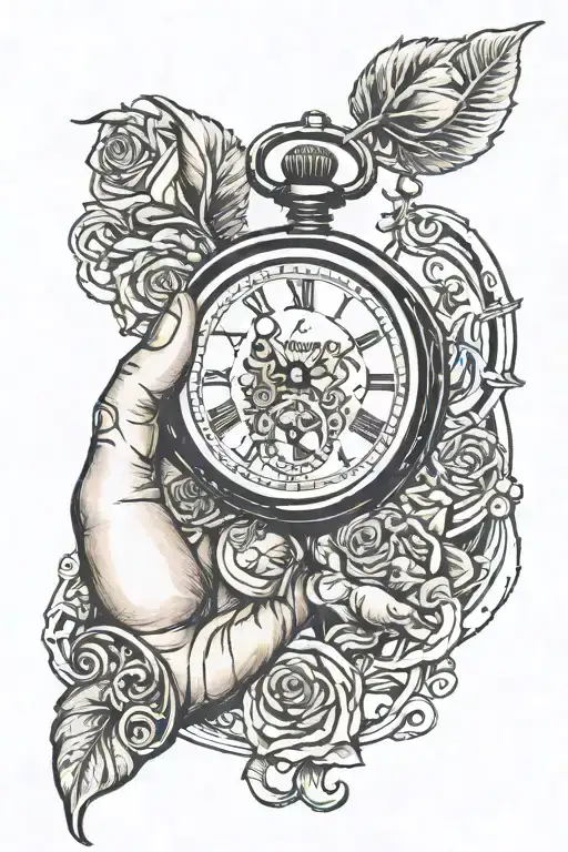 Human Hand Holding Wrapped Around Pocket Watch Of My Sons Birth Time Piece