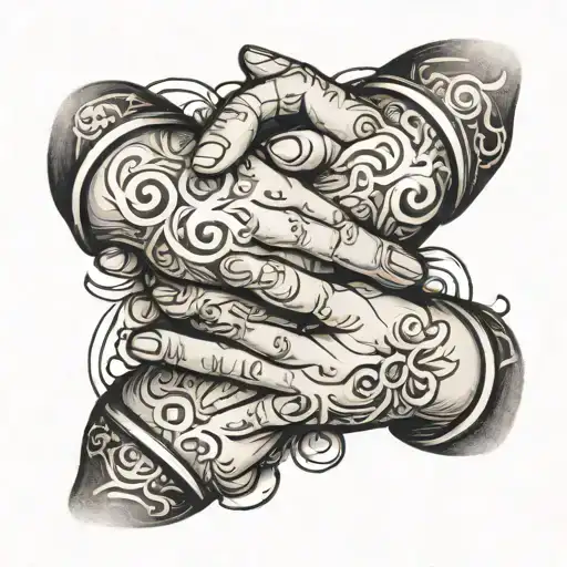 Baby Praying Hands Holding Each Other Side View Point