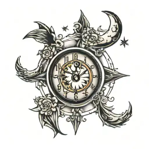 There Is A Moon And A Simple Looking Clock