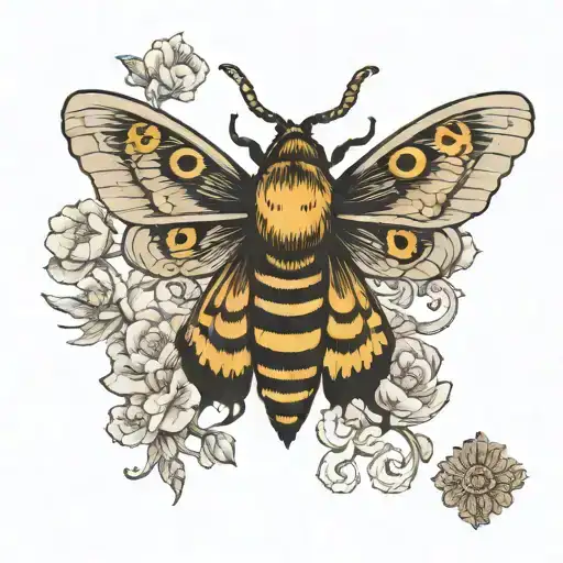 Back Of Thigh Tattoo Of A Death's Head Moth