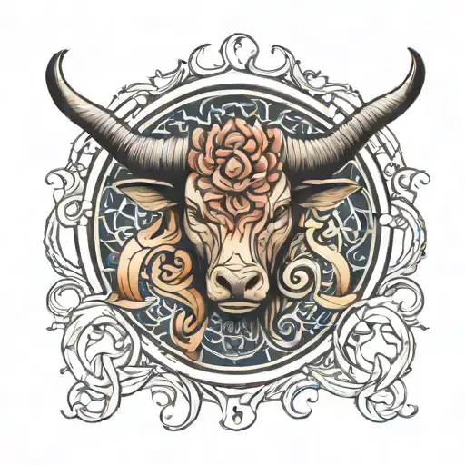Taurus Zodiac Symbol Merged Together With One Light