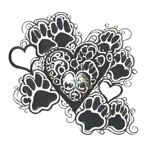 6 Dog Paws And A Heart
