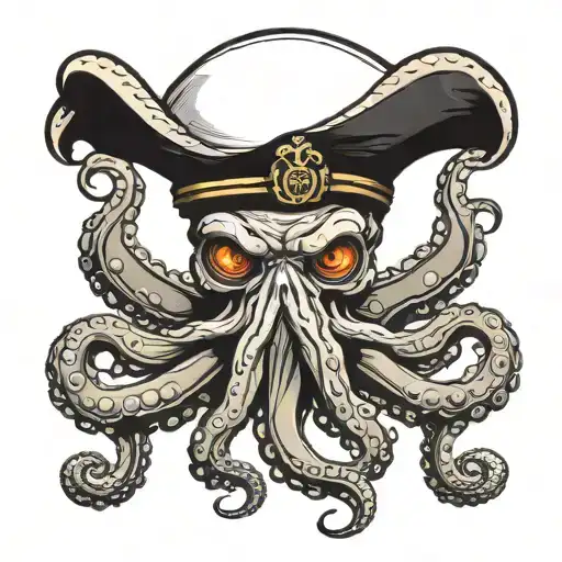 Angry Octopus Wearing Eyepatch And Captains Hat