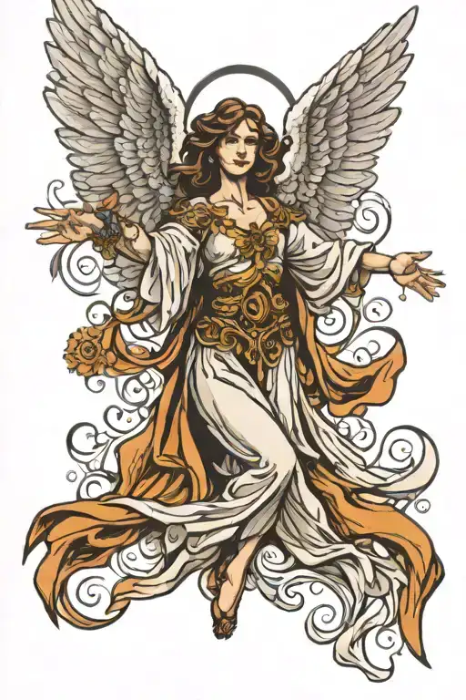 Angel With Open Wings Spread Wide