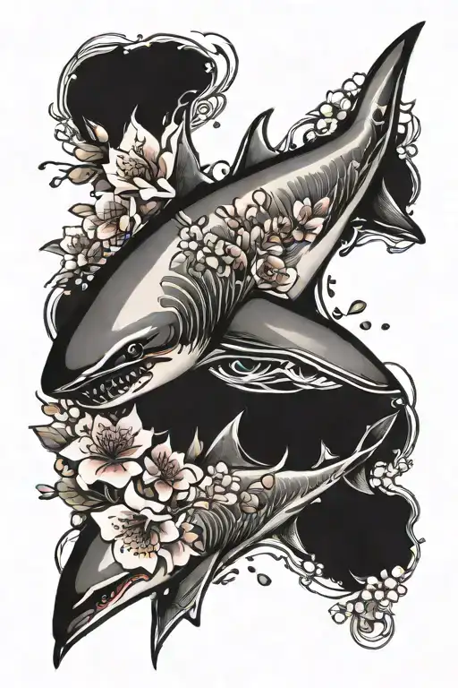 Shark With Cherry Blossoms Wrapping