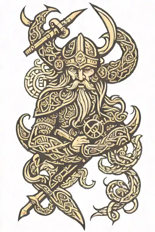 Viking Warrior Symbols Intertwined