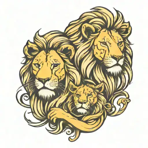 Lion And Lioness Protecting Each Other