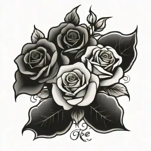 Rose And Three Names Written Inside Representing Your Love