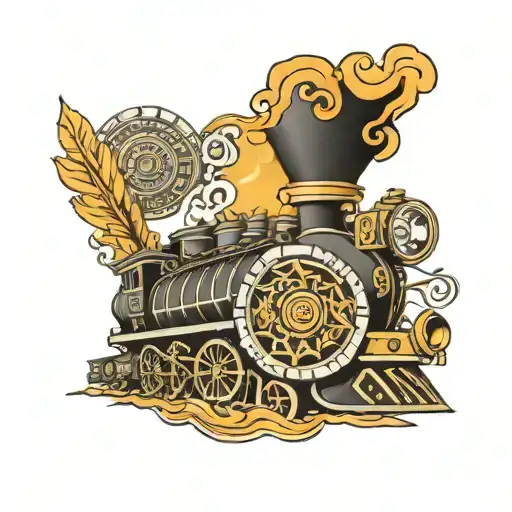 Aztec Calendar And Steaming Locomotive