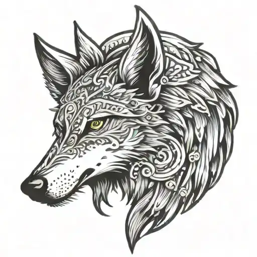 Tattoo With An Angel Wings And Wolf Head