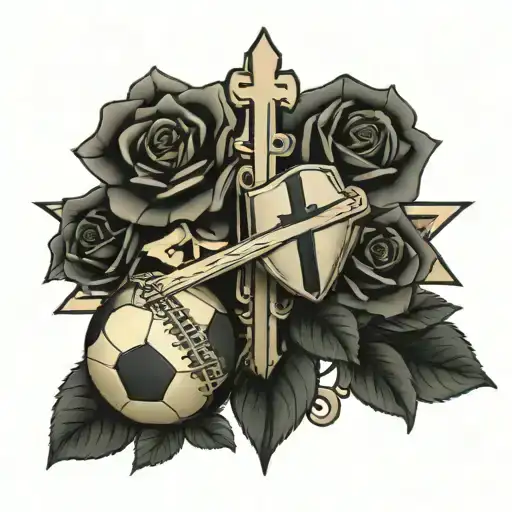 Cross With Roses And A Football