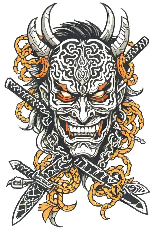 Crow Chain Oni Mask And Katana