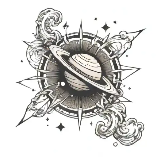 Saturn In Space Sun Moon