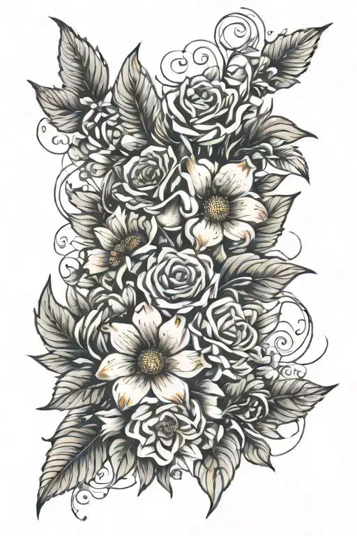 Flower Fine Line Bouquet Wrapped Loosely