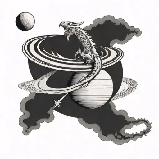 Saturn With A Space Dragon