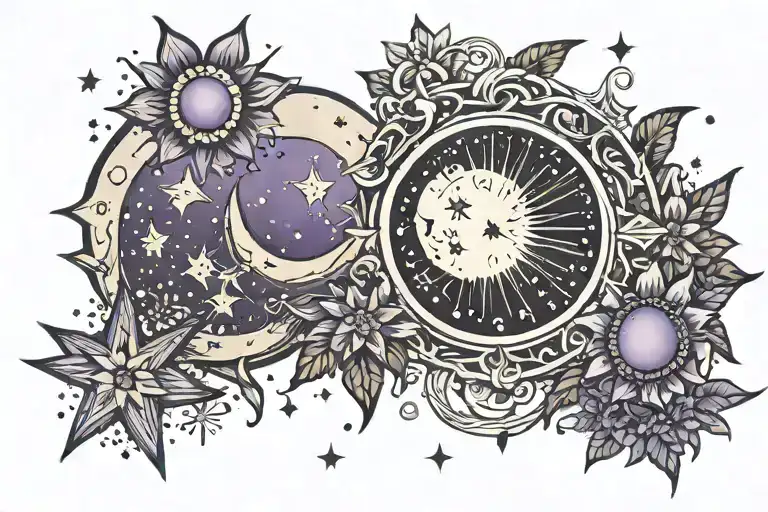Lavender Moon Sun Stars Scattered