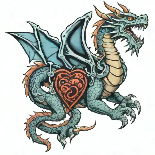 Dragon With Its Heart Showing Saying No Matter How Hard You Get Hit Get Back Up