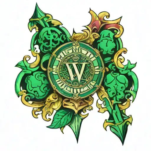 Emerald Colored Vx Roman Numeral