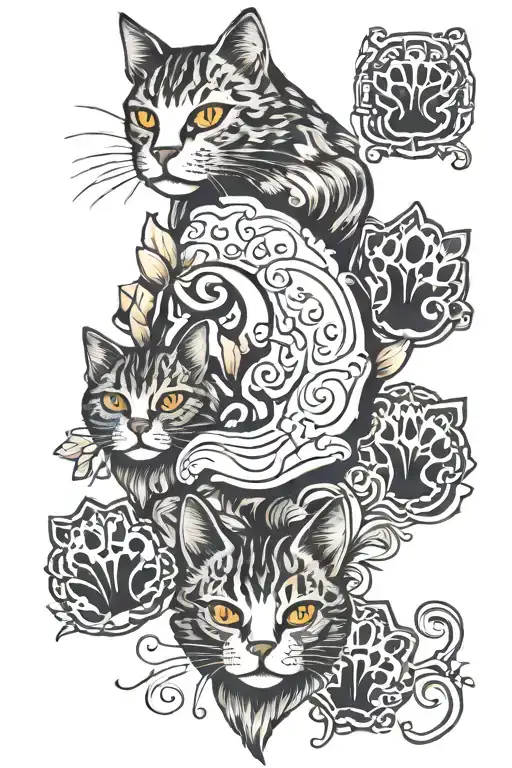 Row Of Cat Paws Hearts In Between