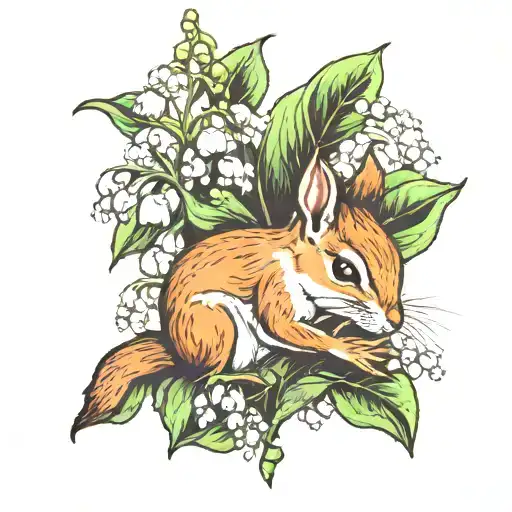 Lily Of The Valley With A Squirrel Holding It In Its Mouth