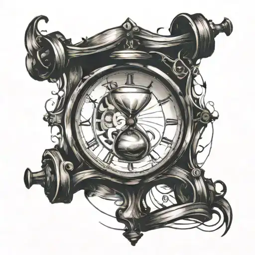 Tattoo Sketch Of A Reverse Hourglass Inside A Reverse Clock