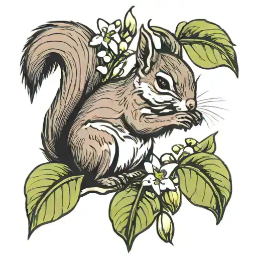 Squirrel Around Lily Of The Valley Flower